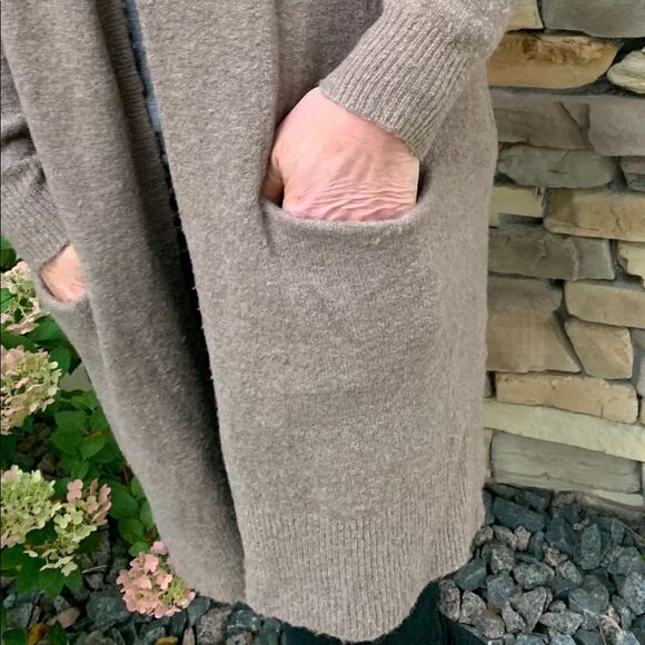 Madewell light chocolate oversized cardigan, nylon/merino wool/alpaca, pockets,S - Picture 4 of 7